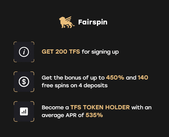 Get 200 TFS for Signing Up - Fairspin casino pic 1