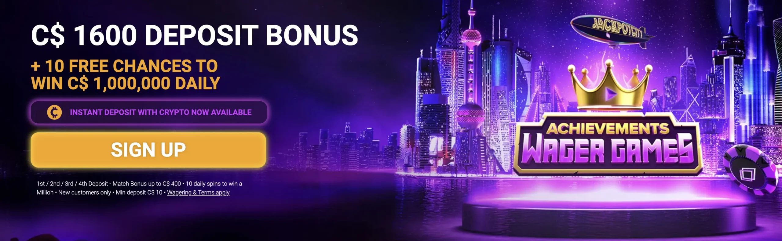 Jackpot City casino welcome bonus in Canada
