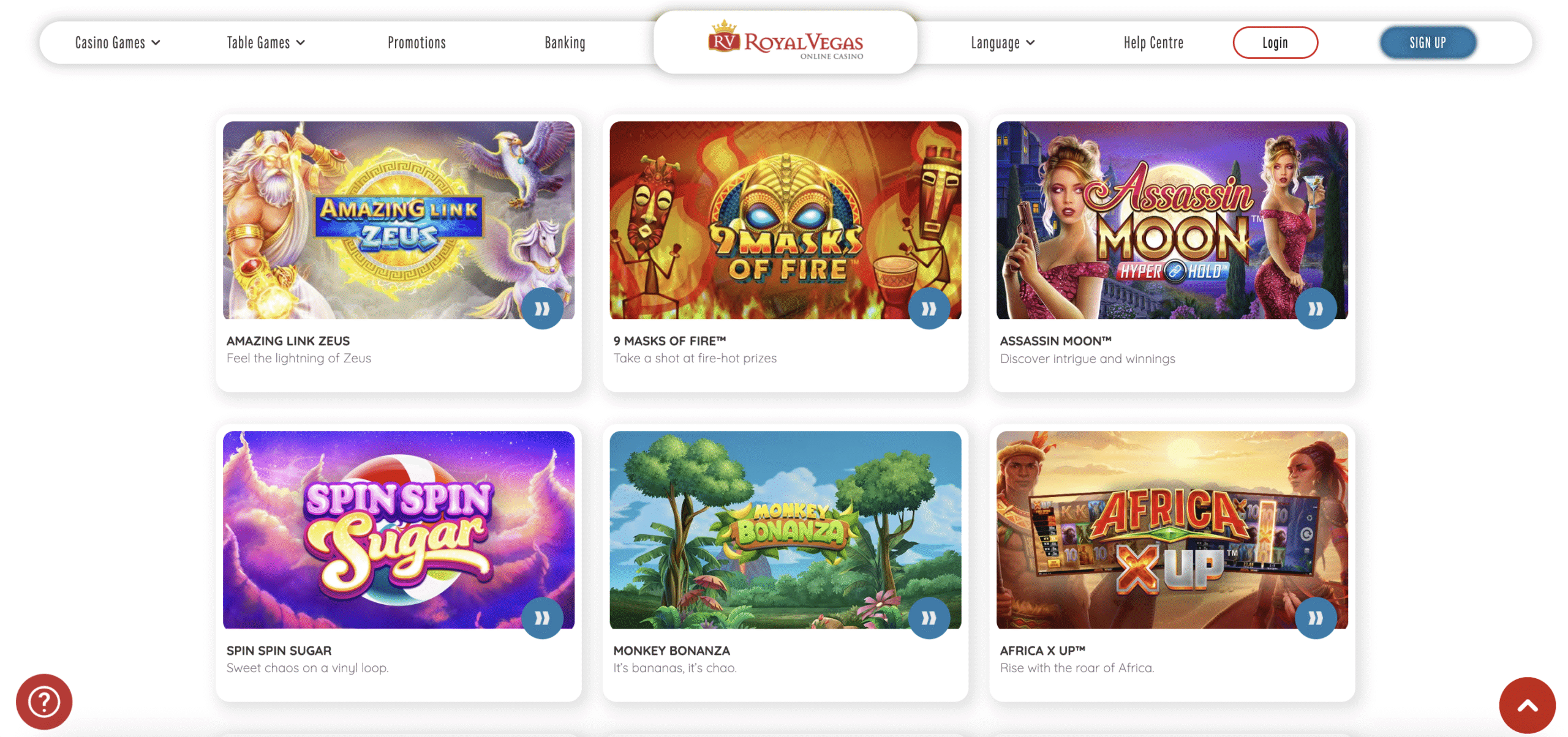 Royal Vegas Casino - showcasing the homepage and game selection