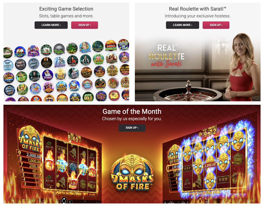 Ruby Fortune Casino - showcasing the homepage and game selection
